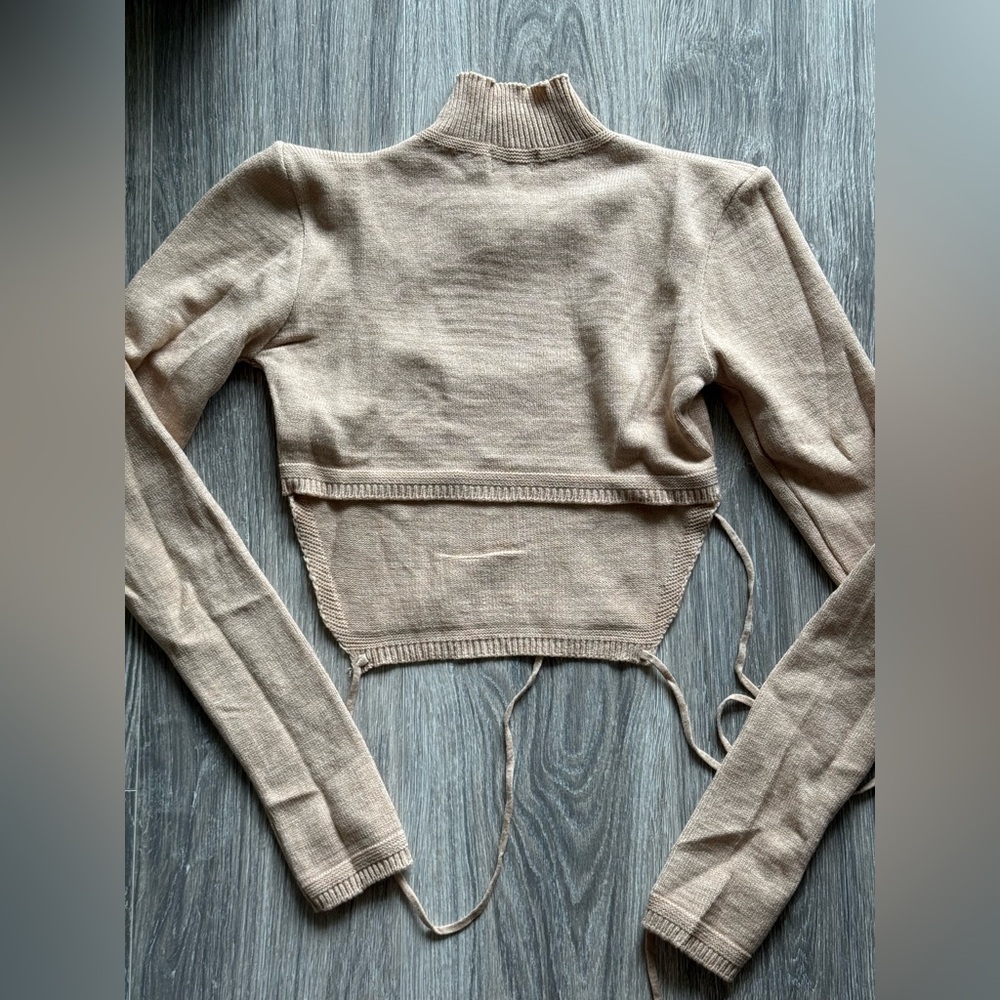 PrettyLittleThing Beige Ribbed Knit Sweater - Picture 3 of 3